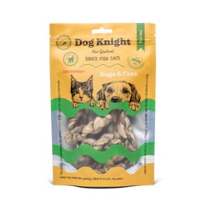 【国内仓】新西兰Dog Knight猫狗宠物零食风干鳕鳘鱼鱼皮 (小麻花)50g (包邮) (保质期到: 2025年8月)